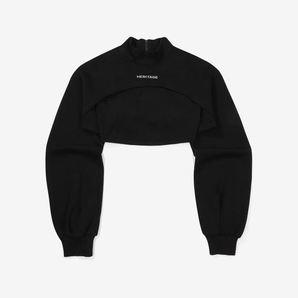 Fila Layered Cotton Blend Bralette Sweatshirt BLACK/090