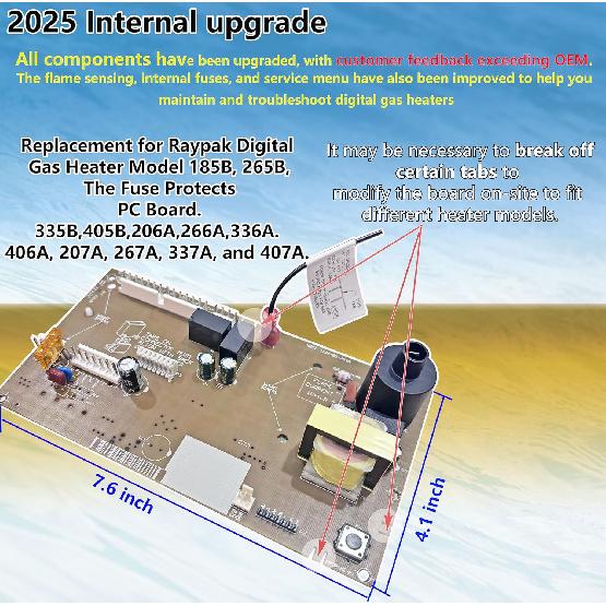 2025 New  Factory Certified 013464F for OEM 013464F PC Board Control for Temperature Replacement for Raypak Digital Gas Heater Model 185B, 265B,
