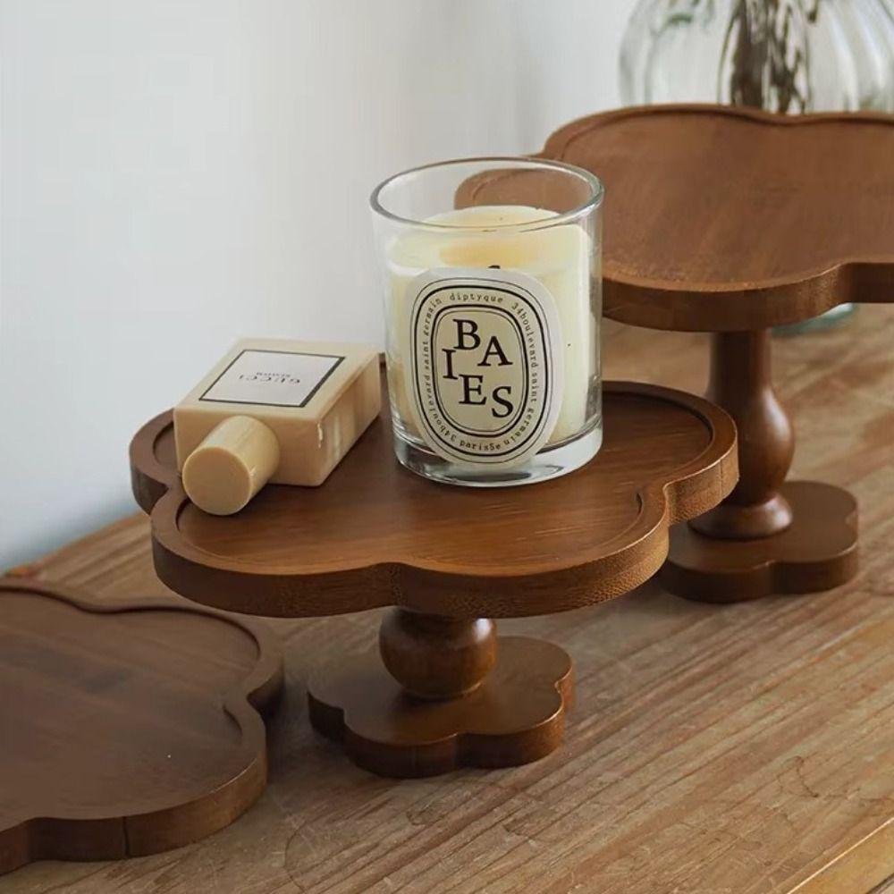 Vintage Dessert Tall Tray Wood Kitchen Coaster Creative Storage Tray  Photo Props Decor