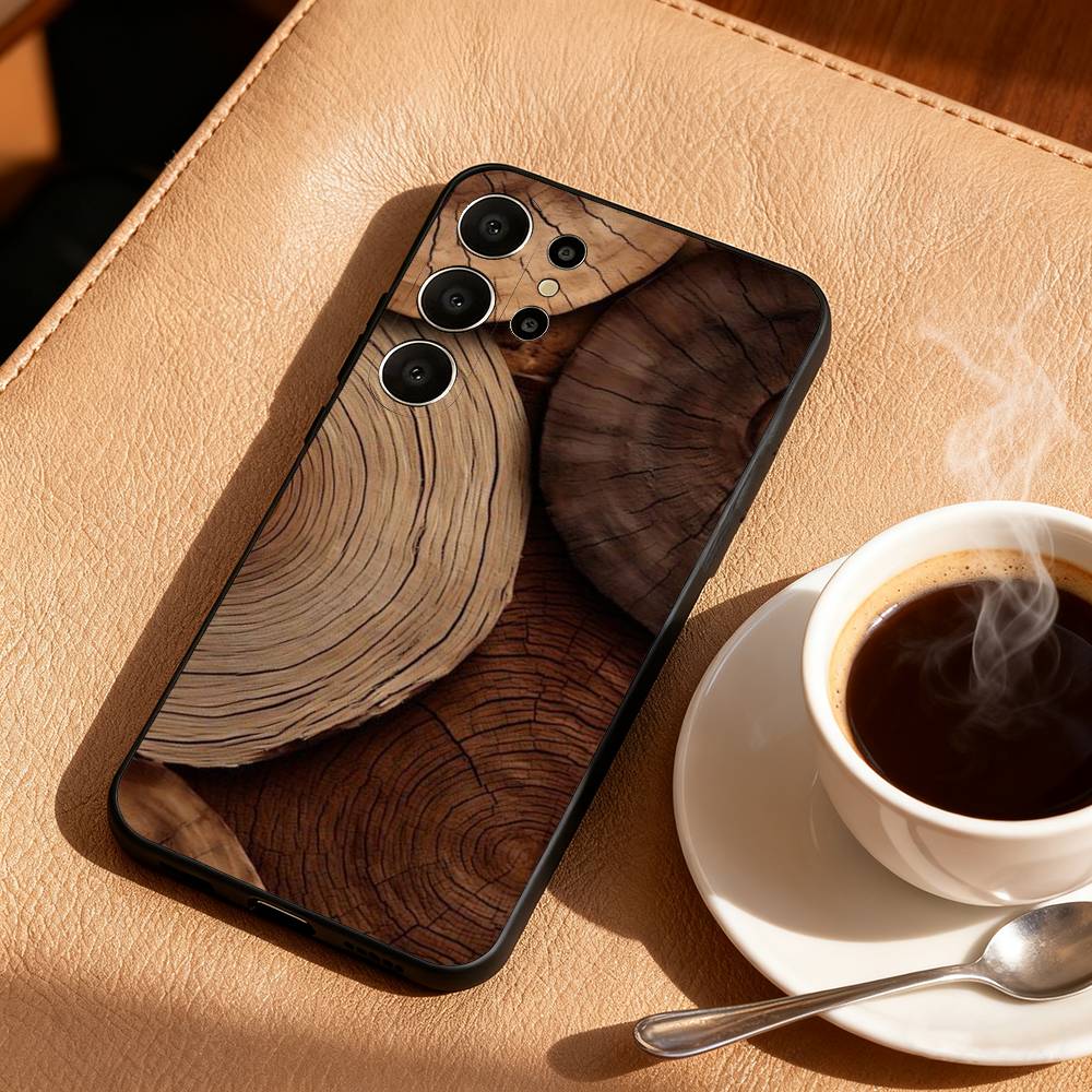 N-Natural W-Wood G-Grain Art Phone Case For Samsung S26,S25,S24,S21,S22,S23,S30,Ultra,S20,FE,Lite,10,9,Black Cover
