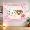 Pink Carousel Cartoon Tapestry Kawaii Animal Wall Hanging for Girls Bedroom Nursery Dorm Party Decor