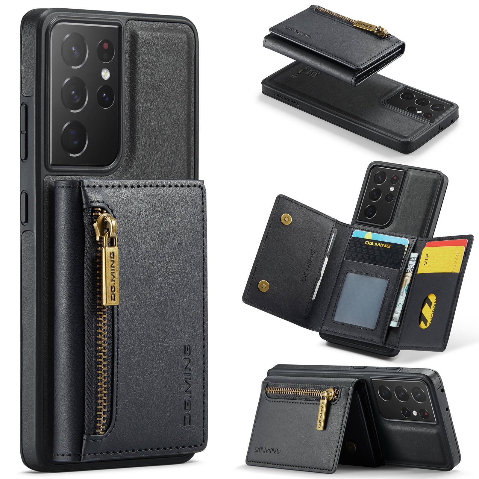 

DG.MING M5 Series For Samsung Galaxy S21 Ultra 5G Phone Case Detachable Wallet Kickstand Cover Black