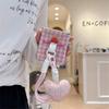 Cartoon Pink Lattice Folding Phone Case With Love Pendant For Samsung For Galaxy Z Flip 3 4 5 6 Cute Girl Phone Case