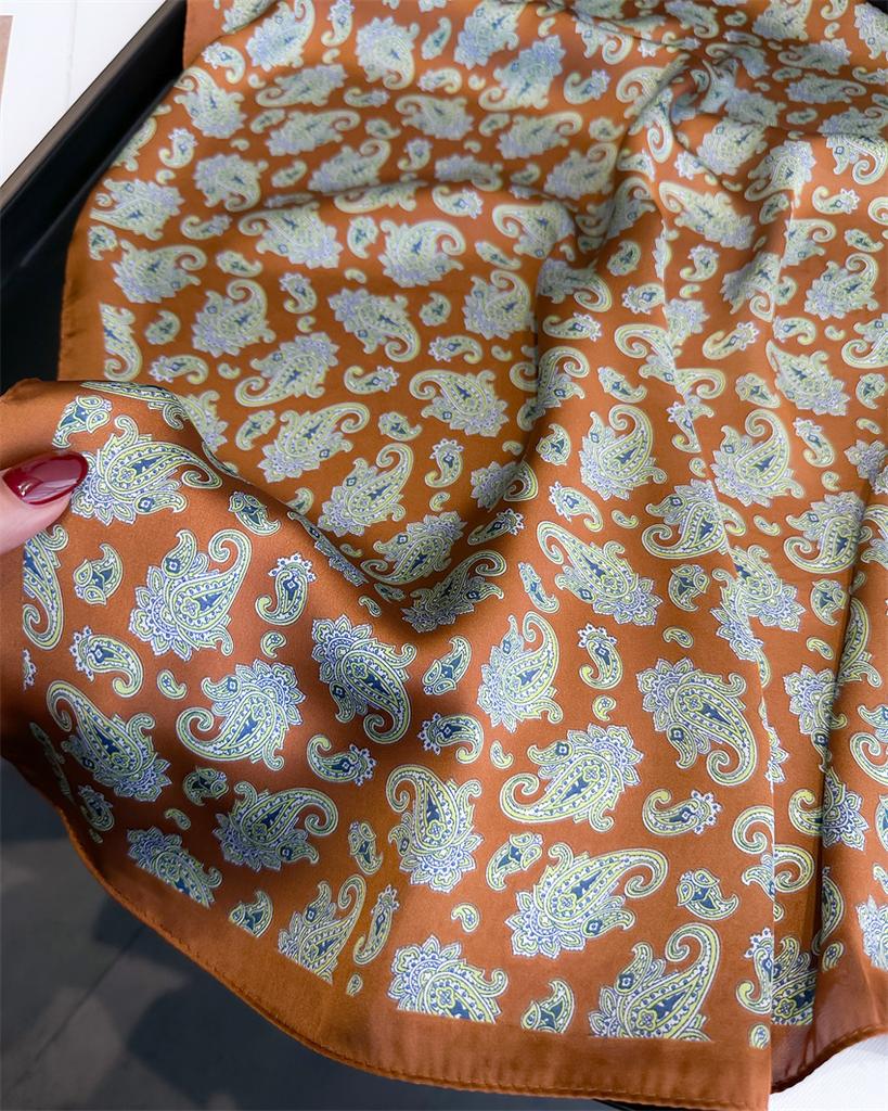 70*70cm Paisley Print Handkerchief Soft Satin Hijab Scarf For Women Bandana Head Hair Scarves Square Hairband Neck Scarfs Ladies