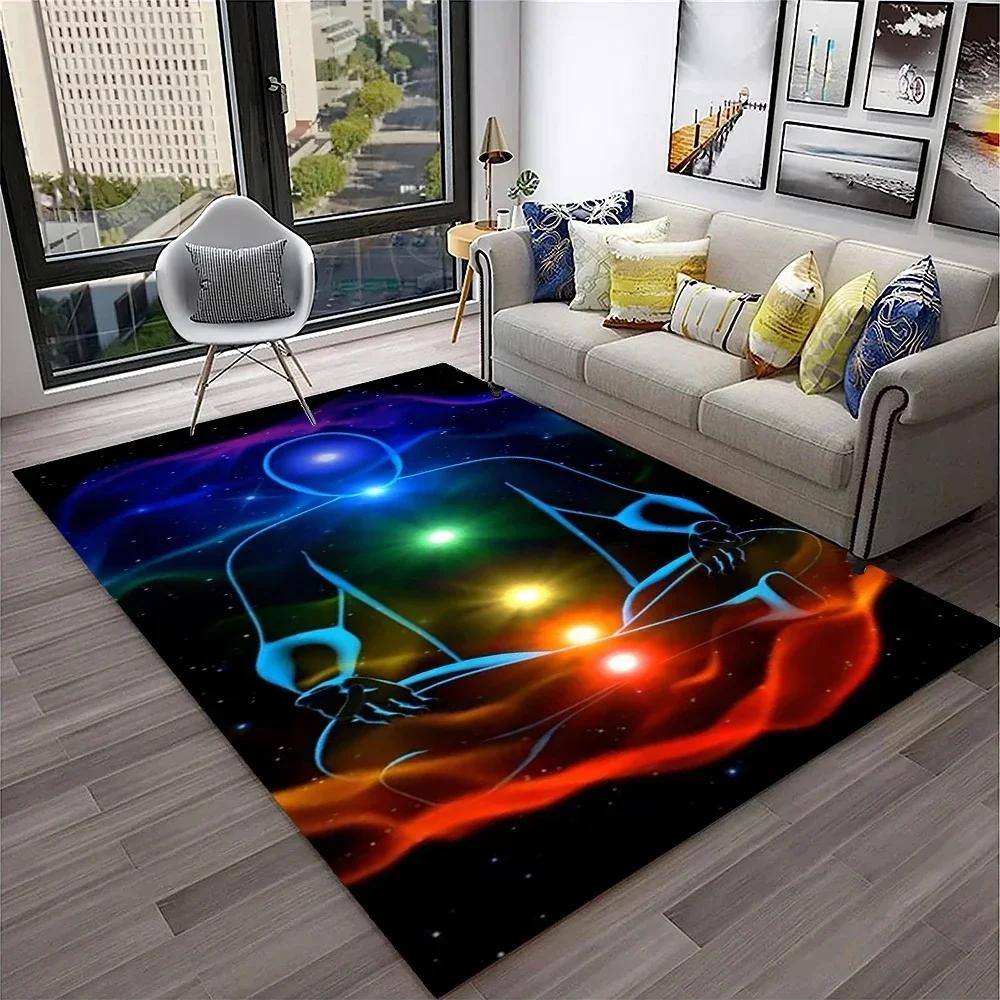 Naturalize Yoga Meditation Floor Mat with Rainbow 7 Chakra Design Soft Non-Slip Carpet for Living Room Stylish Rug for Bedroom