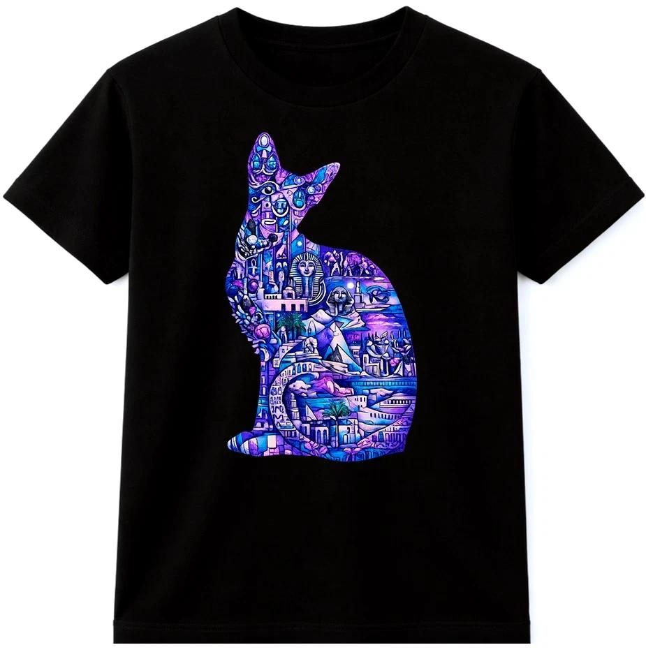 

Boho Cat T Shirt Colorful Mosaic Cat Silhouette Graphic Tee Cat Lover Shirt L