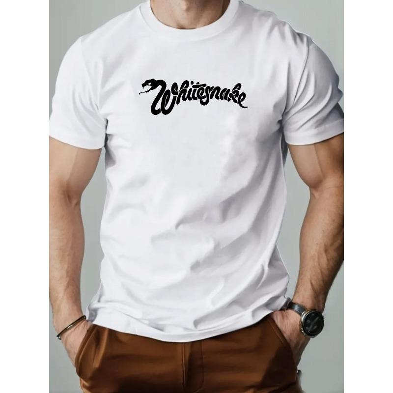 

European Size Men S Whitesnake Graphic T-Shirt - Casual Cotton Crew Neck, Short Sleeve, Summer Tee with Snake Design, Casual Adult Wear, Summer Wear S белый