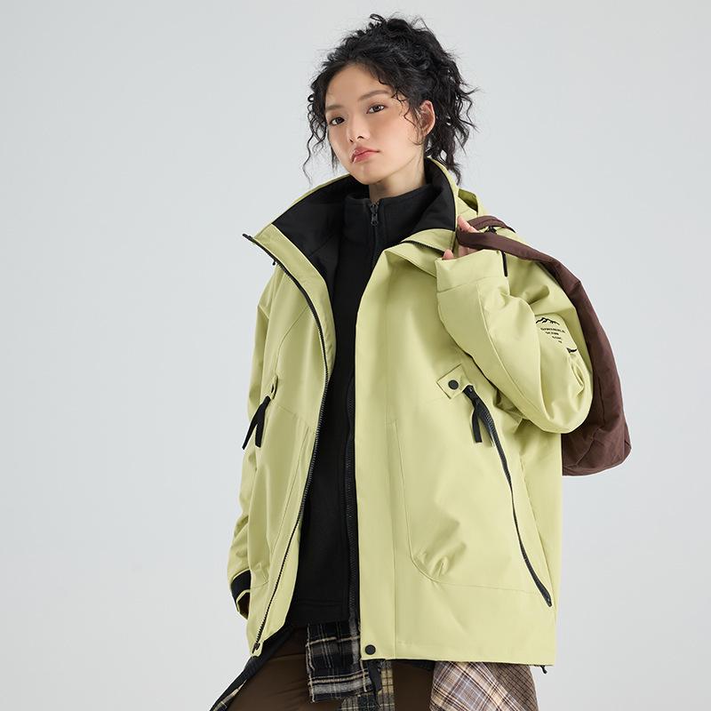 Unisex 3-in-1 Waterproof Windproof Hooded Jacket for Outdoor Mountaineering