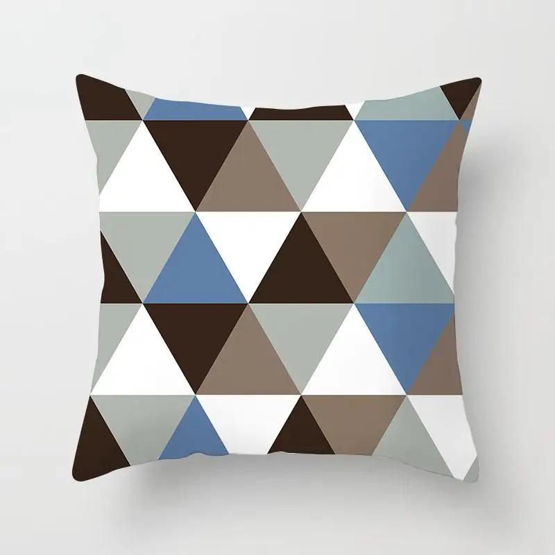 Blue Color Pillow Cover Geometric Print Pillowcase Square Pillow Case  18x18 inches Decorative Pillows For Car/bed /sofa