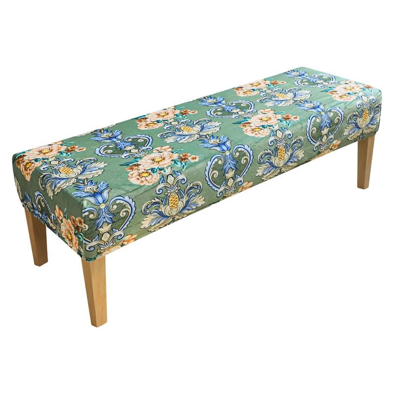 

Velvet Embossed Piano Stool Cover Home Dressing Room Bench Printed Elastic Dust Cover Soft Stretch Dining Room Chair Protector