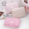 High-Capacity Quilted Floral Cosmetic Handbag