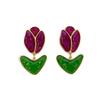 Classic Middle Women Girls Enamel Flower Earrings Ear Clip Vintage Elegant Lady High-end Party Banquet Accessories Jewelry
