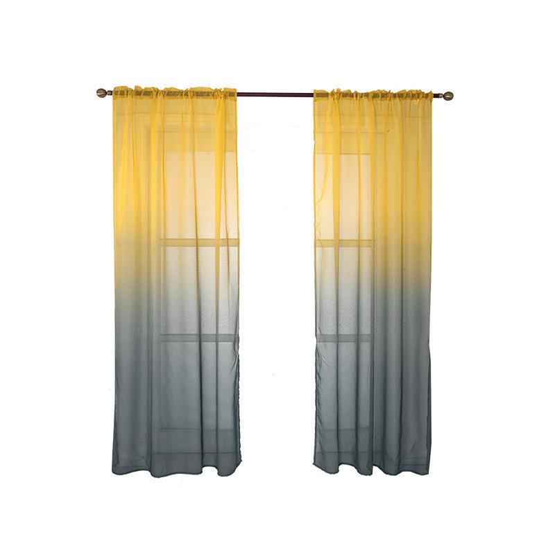 Printed Window Screen Curtain Finished Curtain Window Screen Gradual Change Color Window Screen Living Room Bedroom Rod Curtain