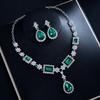 Elegant Retro Necklace & Earring Set: Blue Water Drop Zircon Clavicle Chain for Women