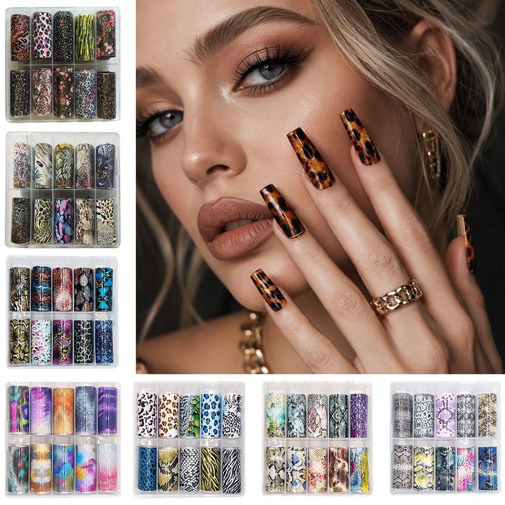 Stripe Pattern Nail Foils Leopard Print Nail Decals Fashion Nail Stickers Nail Decoration