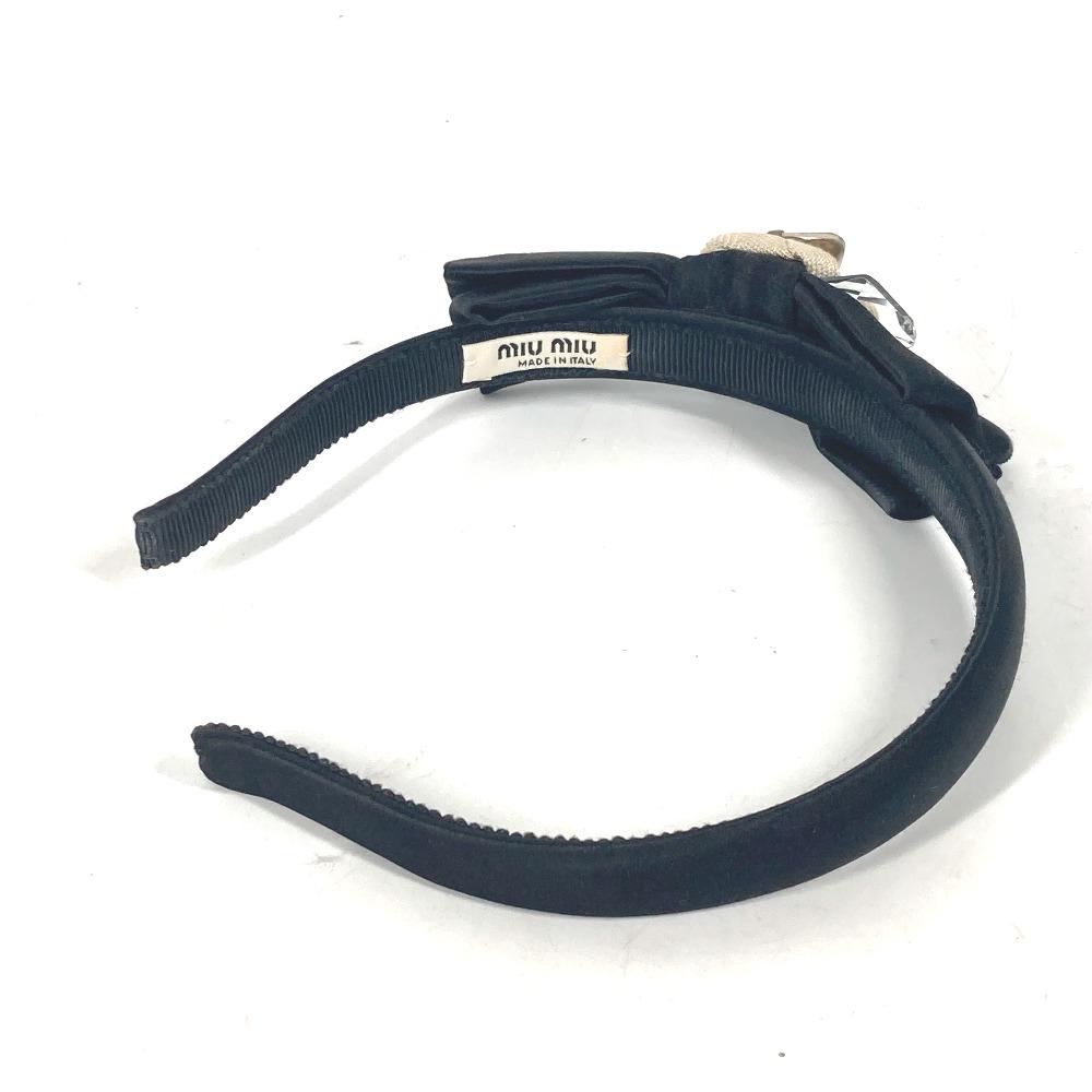 MIUMIU crystal Hair band head band Katyusha Satin Black