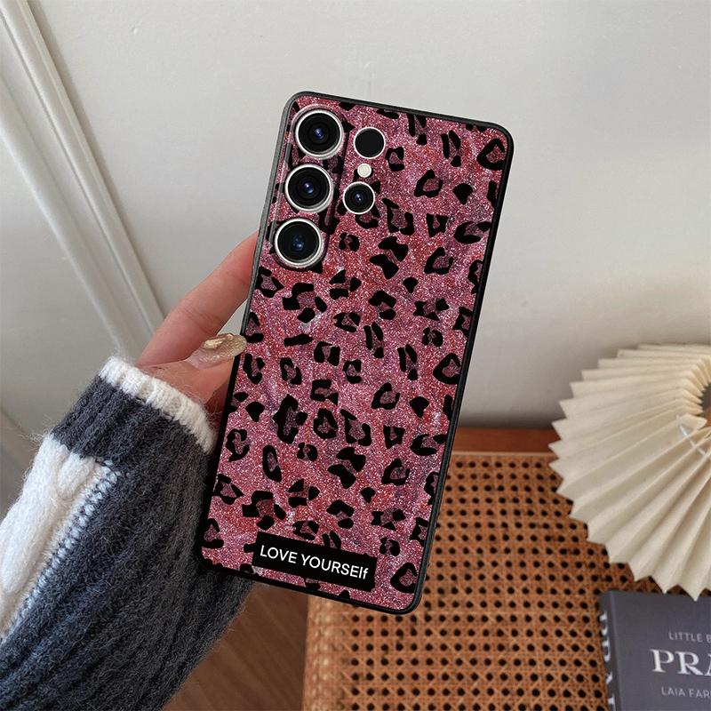 Capa de leopardo para iPhone Samsung A55 A35 M34 S24 Xiaomi Redmi 13 Pro 14C Huawei Honor à prova de choque para telefone, preto fosco TPU anti-riscos, totalmente coberto