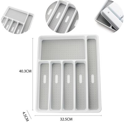 3/5/6 Grids Plastic Dinnerware Tray Cutlery Storage Box Kitchen Drawer Separation Cutlery Organizer for Spoon Fork Knife Straw