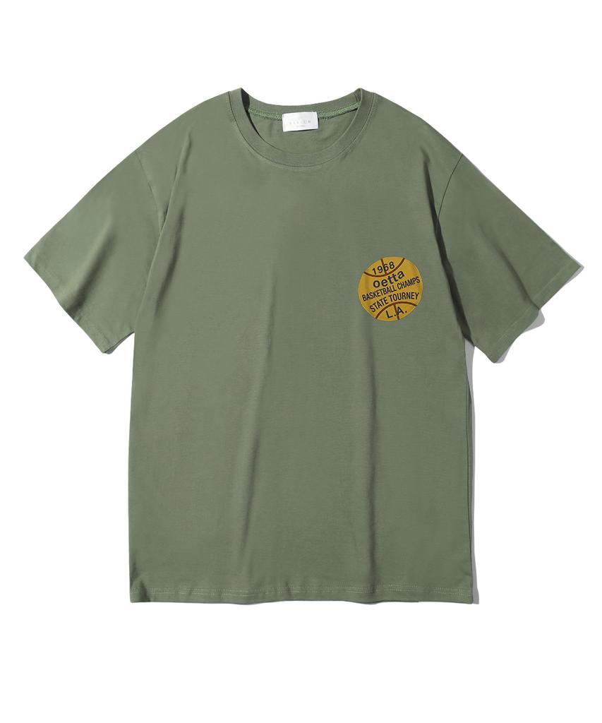 Oeta Basketball Logo Double Cotton Oversized Short Sleeve T-Shirt Ots26007(10 Colors) (Type A)