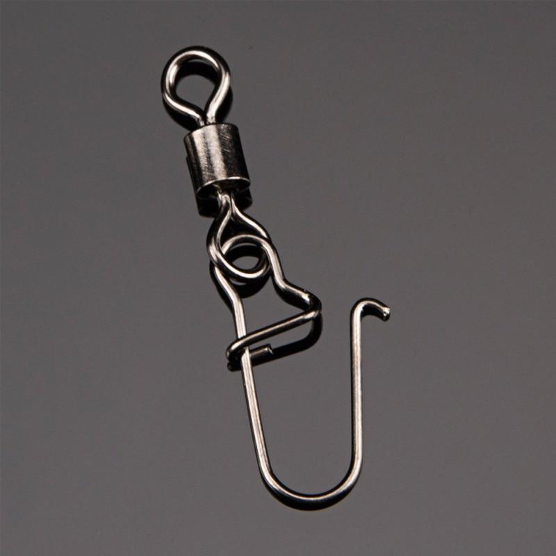 50Pcs Steel Alloy Fishing Bearings Hooked Snap Pins Rolling Swivel Connector