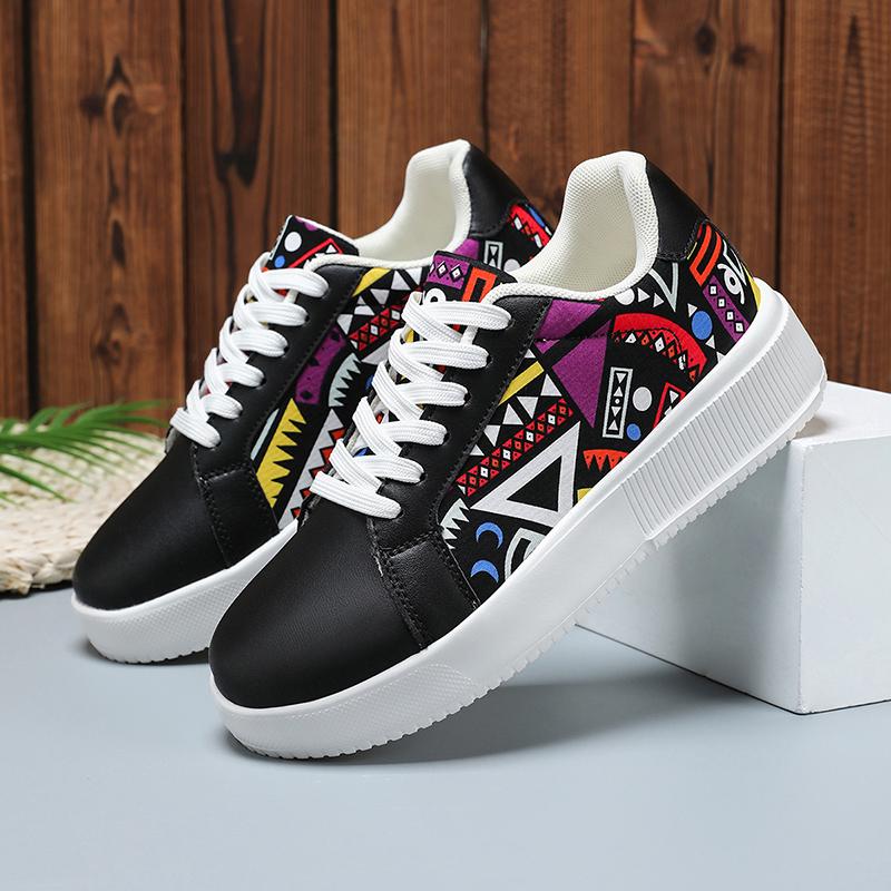 TUINANLE Women's Leisure Sneakers Black Flat Comfortable Lightweight Shoes for Walking Outdoor