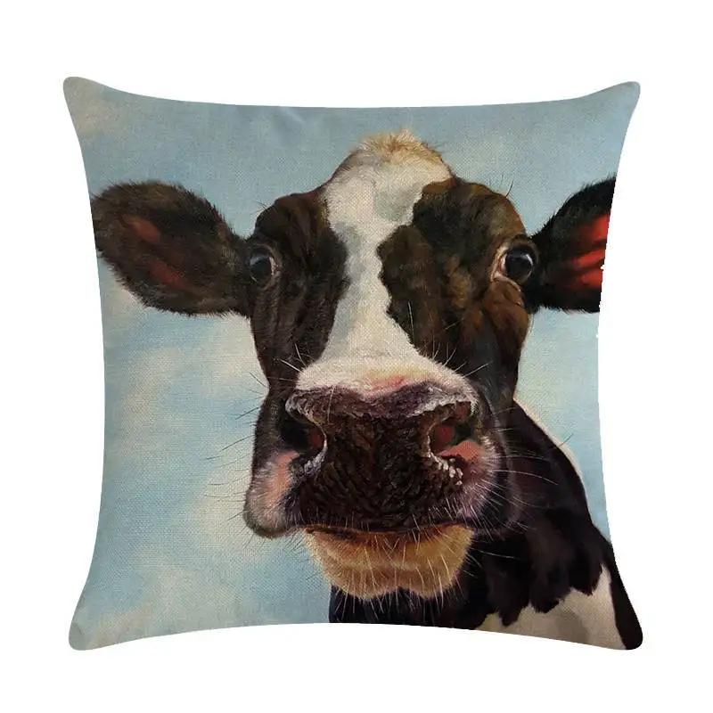 Lovely Animal Oil Painting Pillowcase Flax Cushion Leaning On Household Sofa Adornment Cushion Leaning On Covers