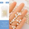 3D High-Gloss Beige Round Nail Art Pearls - No Hole, Multiple Sizes, Non-Peeling