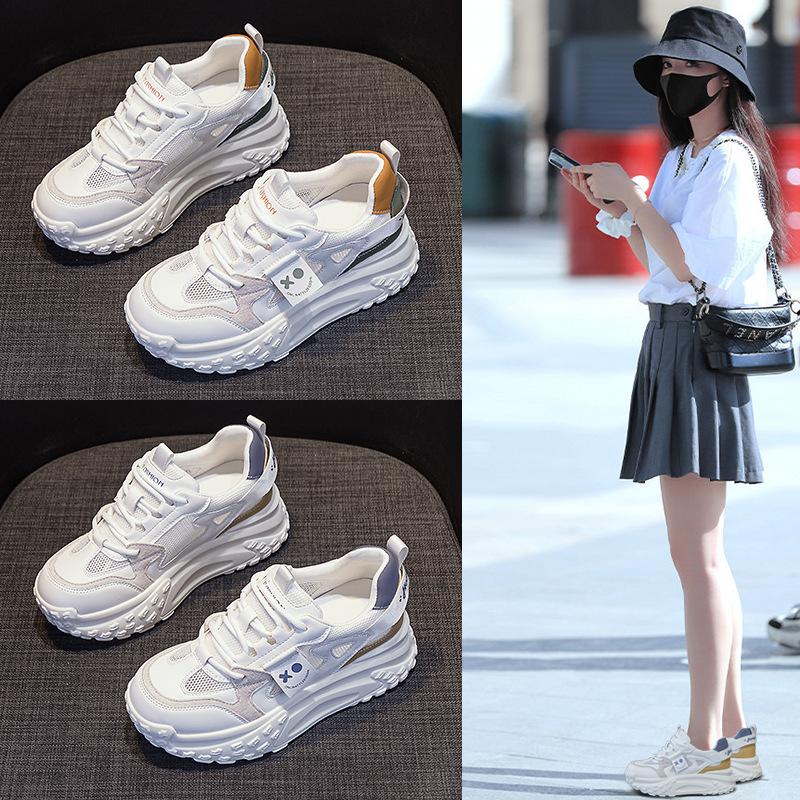 Dad Shoes Spring and Summer Leather Women's Shoes Platform-soled Sports and Leisure Little White Shoes Women's Tide