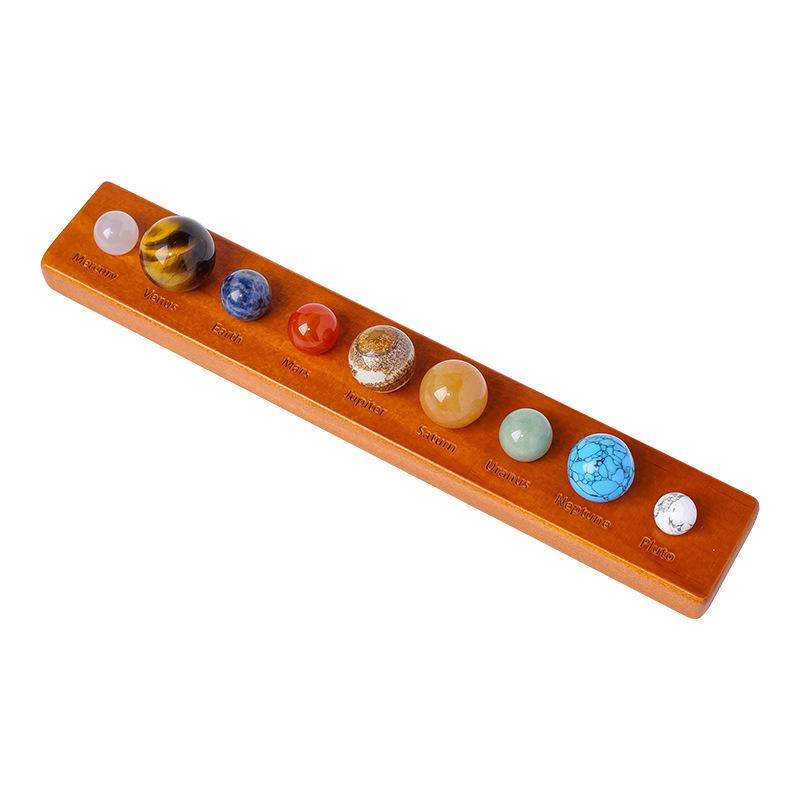 Natural Crystal Solar System Model: Nine Planet Gift Box & Desktop Ornament for Students and Kids