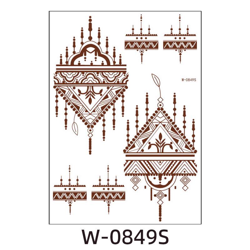 Waterproof European & American Red/Brown Henna Lace Tattoo Stickers for Arab Brides