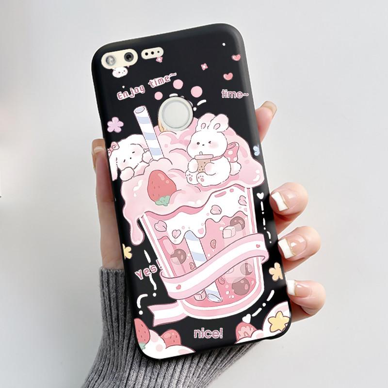 Luxury Cute Love Rabbit Cartoon Funny Case For Google Pixel XL Pixel1 1 XL Black Silicone Soft Phone Case Protective Back Cover