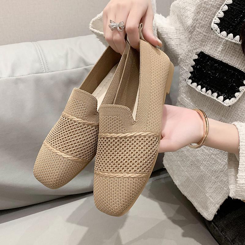 New Summer Female Mesh Square Toe Breathable Women Shoes Fashion Hollow Out Ladies Casual Flat Shoes for Women Zapatos De Mujer