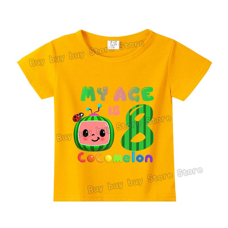 Cocomelons Kids Short Sleeve T-shirt Number 1-9 Cartoon Birthday Children Clothing Summer Sportswear Tshirt Boys Colorful Tee