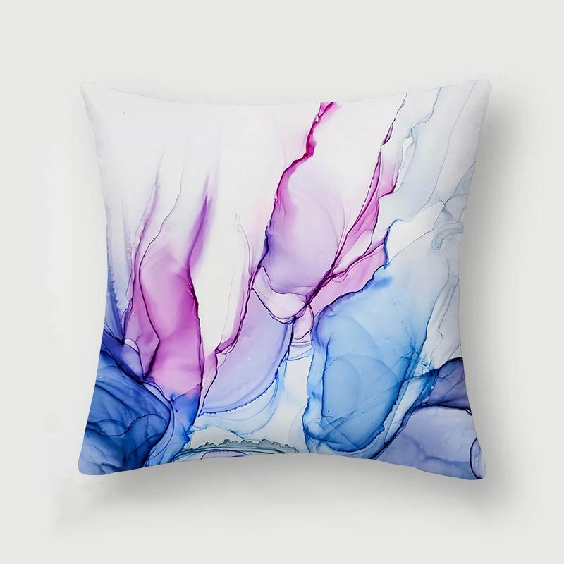Inky Blue Marble Print Pattern Cushion Cover Home Living Room Sofa Decoration Square Polyester Throw Pillow 45X45Cm