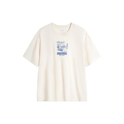 Li Ning X Disney Collaboration Stitch Series Round Neck Pullover Casual Short Sleeve T-Shirt Men T-Shirt Off-White ATSU153-1