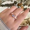 Angel and Demon Wings Couple Ring For Women Rose Gold Colour Black Fashion Moonstone Adjustable Opening Men's Ring Party Jewelry