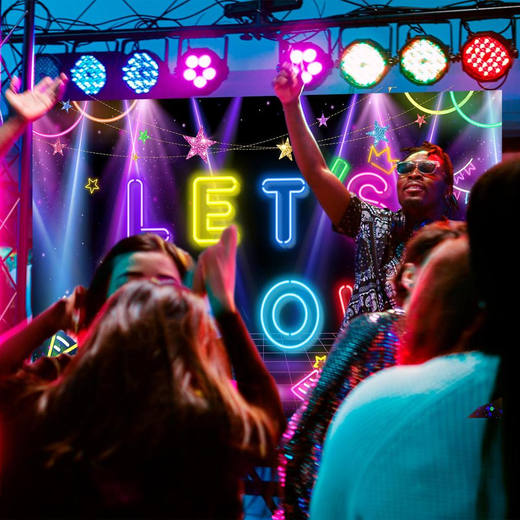 Lets Glow Party Decorations&Neon Birthday Party Decorations,Neon Let's Glow Party Backdrop,Lets Glow Backdrop,Glow in The Dark Backdrop&Neon Backdrop