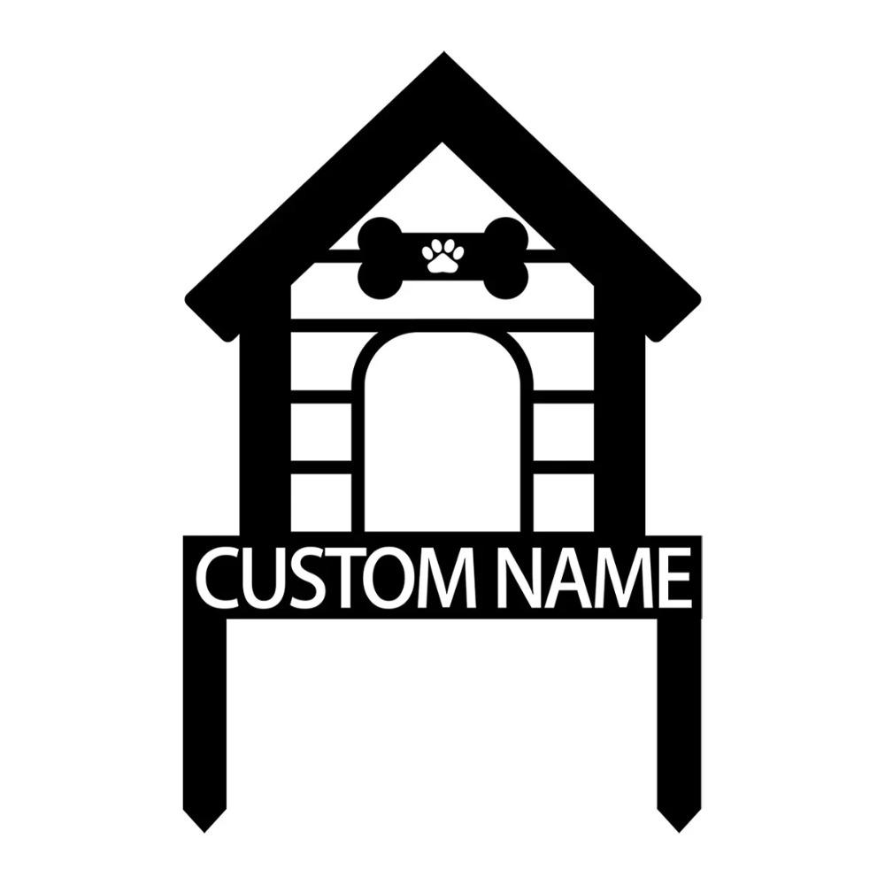 Custom Metal Dog House Sign, Personalized Pet Garden Stake, Outdoor Yard Decoration, Dog Lover Gift, Weatherproof Aluminum Plaque