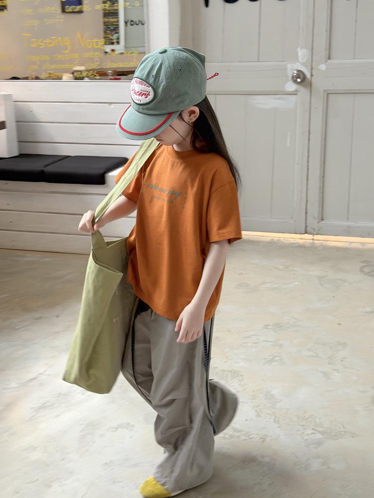 Kids' Summer Short Sleeve T-shirt - Korean Style, Loose Fit, Breathable, Casual Round Neck with Letter Print