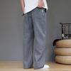 ROMON Men's Straight Loose Fit Ramie Blend Casual Pants