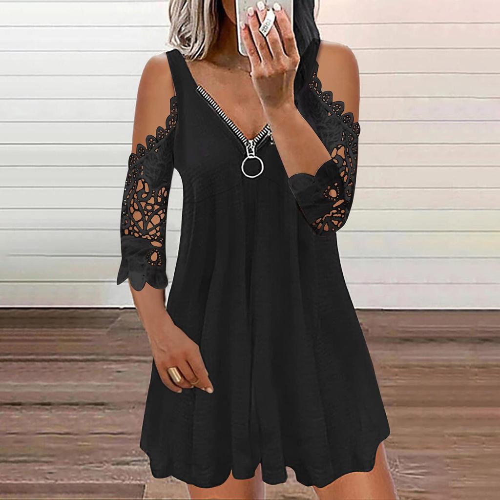 Women's Fashion Cool Printed Casual Off Shoulder Elegant Dress