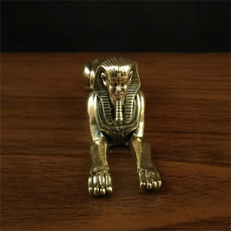 Retro Copper Egypt Sphinx Statue Small Ornaments Brass Guardian Statue Figurines Desktop Decorations Home Decor Accessories