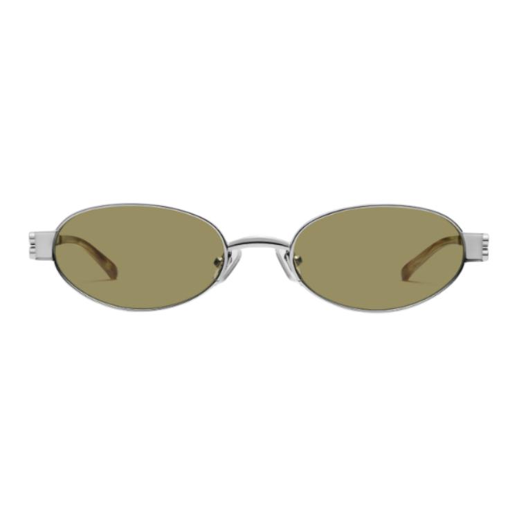 Gentle Monster Logo Metall Oval Sonnenbrille Unisex Sonnenbrille Silber CALI02-BR
