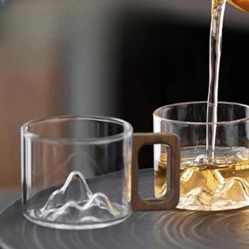 100ml High-borosilicate Glass High-temperature Resistant Tea Cup Household Wooden Handle Mountain Cup Tea
