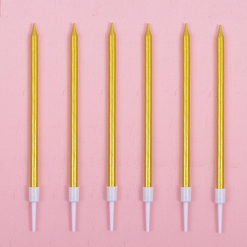 Gold-Stemmed Long Candles for Romantic Wedding Dinner