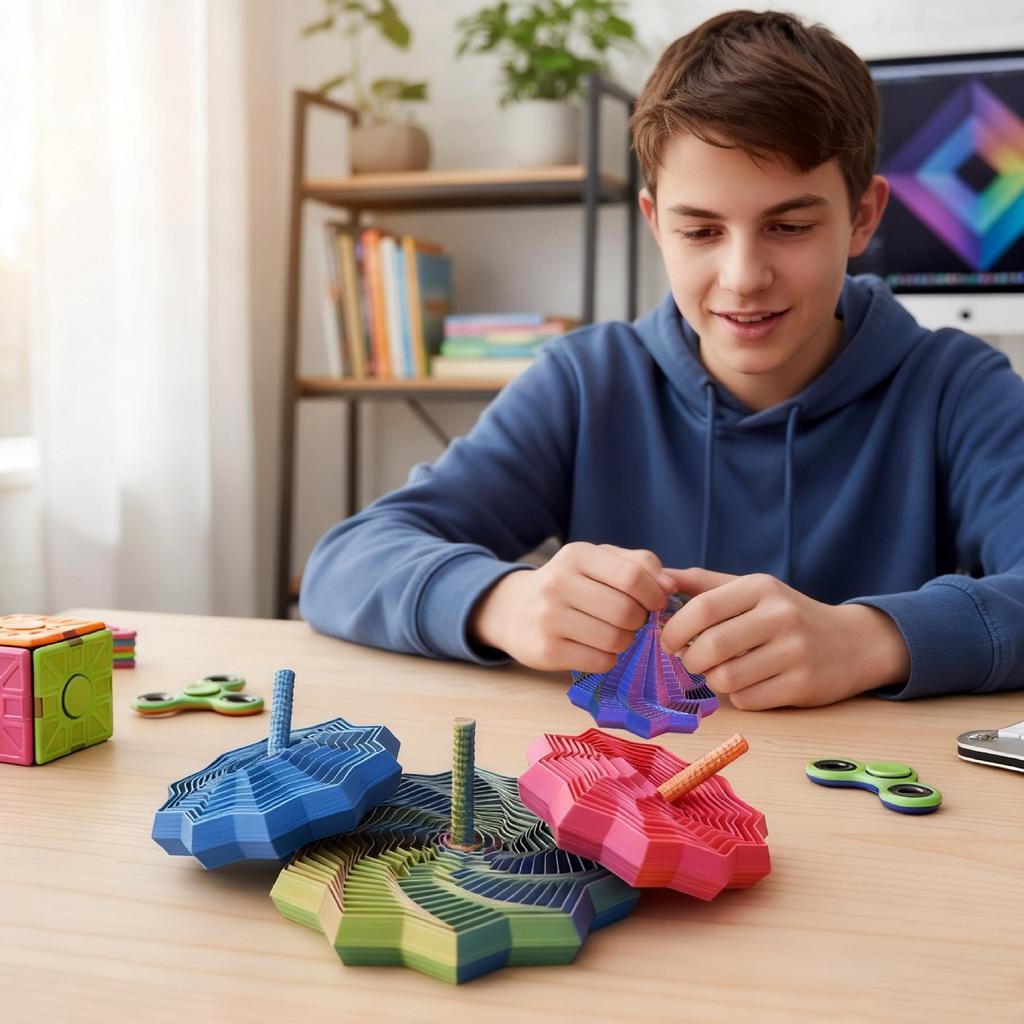 3D Printed Carrot Tower Decompression Toy for Children's Puzzle with Handle Spiral Desktop Star Shaped Expanded Sensory Toy