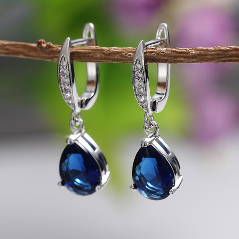 

CAOSHI Delicate Drop Earrings for Women Elegant Female Party Accessories with Blue Crystal CZ Luxury Lady Zircon Whole Sale