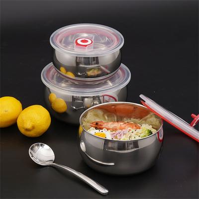 Trommelförmiges Kühlschrank-Frischhalte-Schüsselset - Erhältlich als 3-teiliges und 4-teiliges Set - Verschiedene Größen, Material Edelstahl