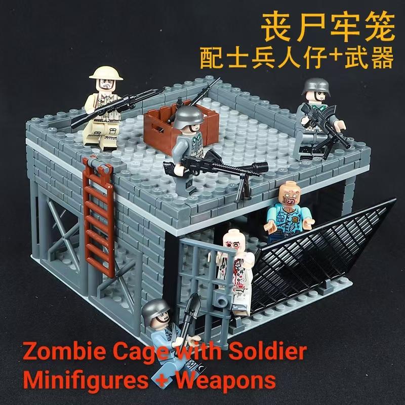Compatible Military Base WWII Soldier Fortification Tower Patrol Soldier Assembly Toy for Boys