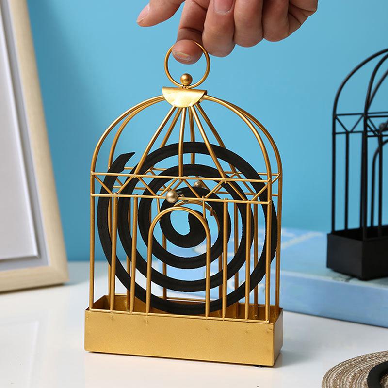 Portable Metal Mosquito Coil Holder Incense Holder Retro Incense Coil Burner, Hanging Bird Cage Outdoor Home Garden Decor